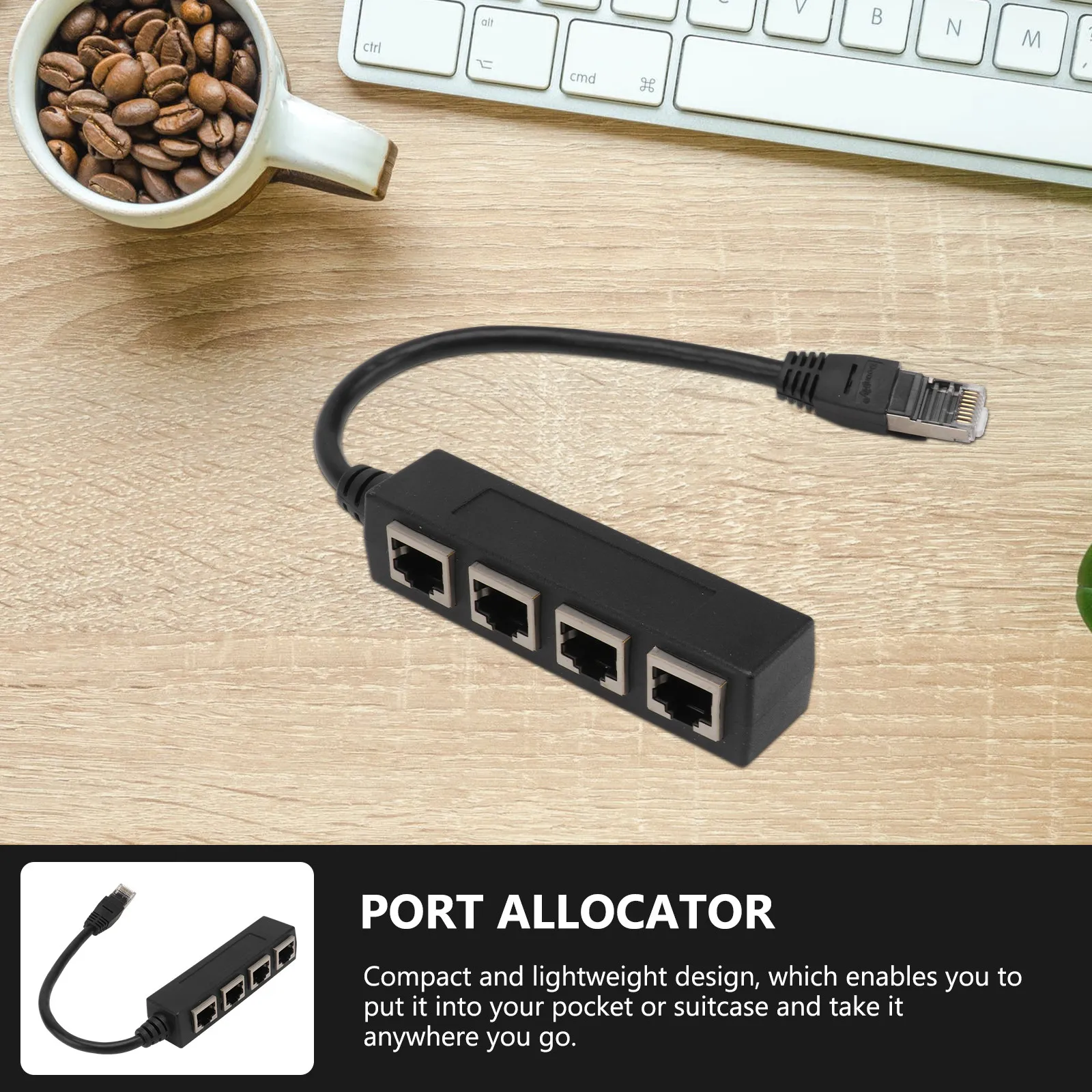 1Pcs 4-Slot Network Splitter Rj45 Distributor Compact Lightweight Easy Carry Stable Fast Signal Emi Shielding Home Office