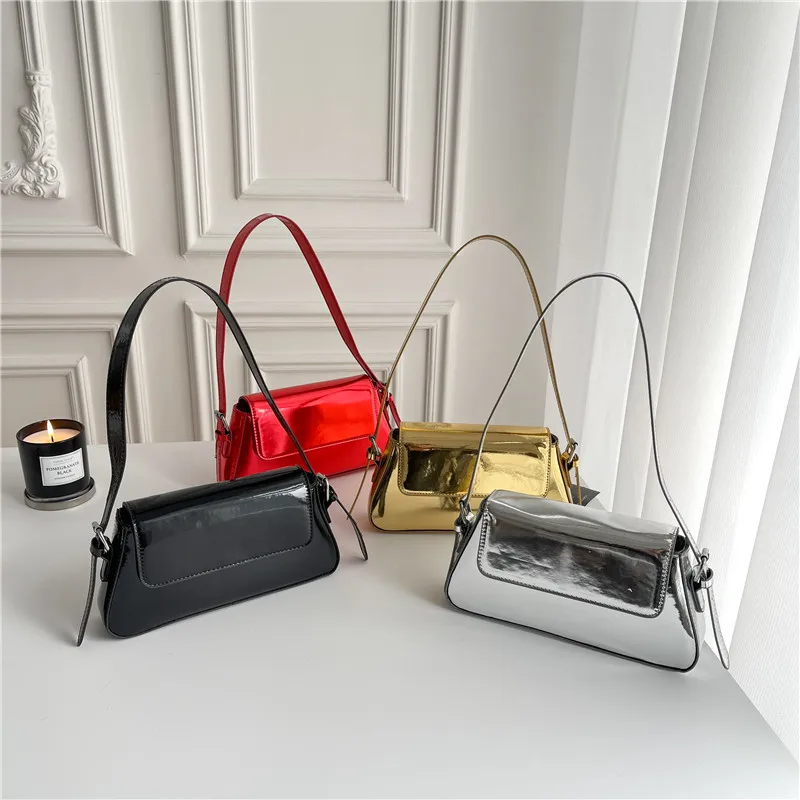 

New women's bag, large capacity women's shoulder bag, commuting high-end crossbody bag, mirror finish patent leather handbag