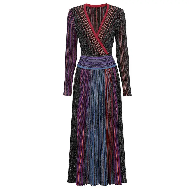 

Elegant Mid-Waist Knitted Dress Long Sleeve Slit Design Slimming for Ladies High Quality Autumn New Style Cake Skirt Style