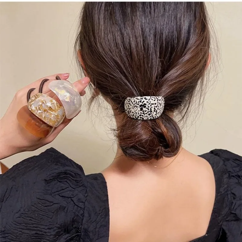 Korean oval acetic acid hair band INS fashion rope 2024 new elegant tie ponytail rubber band hair accessories