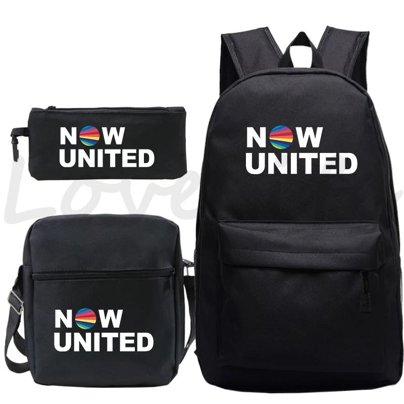 Mochila Now United Prints Backpack 3 Pcs Set Knapsack for Teenagers Bookbag Girls Boys School Bags Travel Bagpack Daily Rucksack