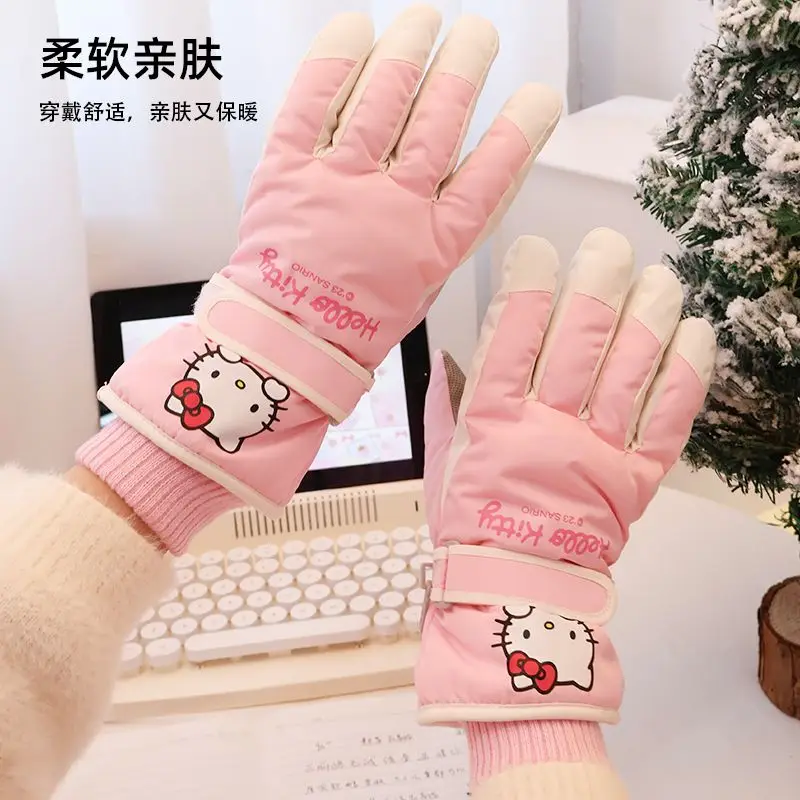 Sanrio Hello Kitty Skihandschuhe Cartoon Niedlicher Cinnamoroll-Druck Kawaii Girly Herz Bequeme weiche winddichte warme Handschuhe Großhandel