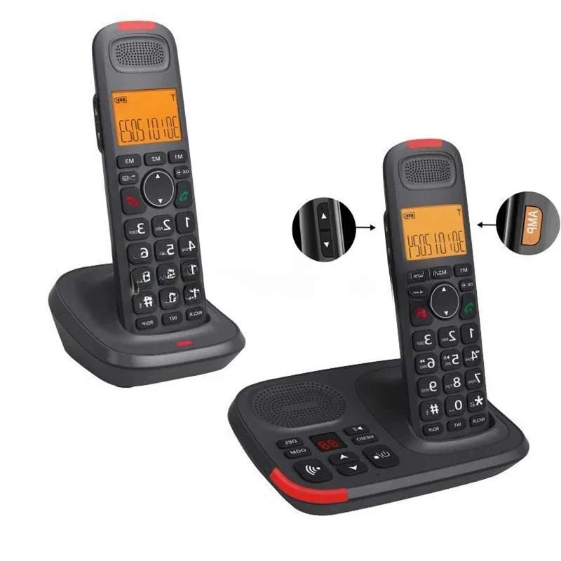 B-M Landline Phones Handset Cordless Phone With Answering Machine Backlight Support 16 Languages For Office