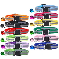 10 Colors Reflective Cat Collars With Bells Elastic Adjustable Accessories Pet Supplies Pet Reflective Collars Dog Bell Collars