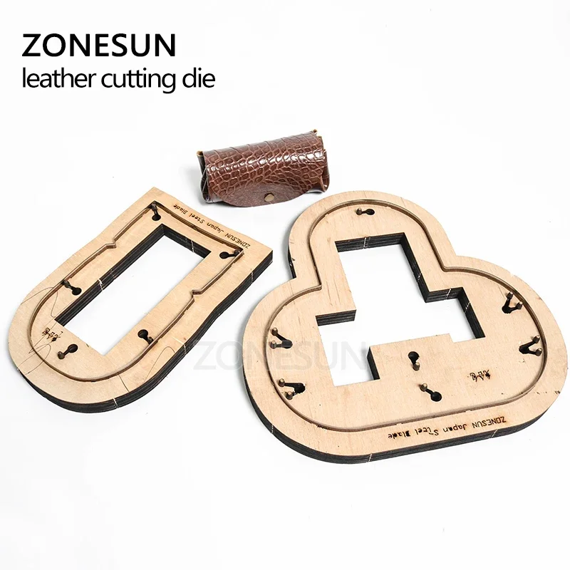 ZONESUN-funda para monedero dos en uno, troquel de corte de cuero personalizado, herramienta artesanal, molde cortador de perforaciones, troquel de corte de billetera de papel DIY