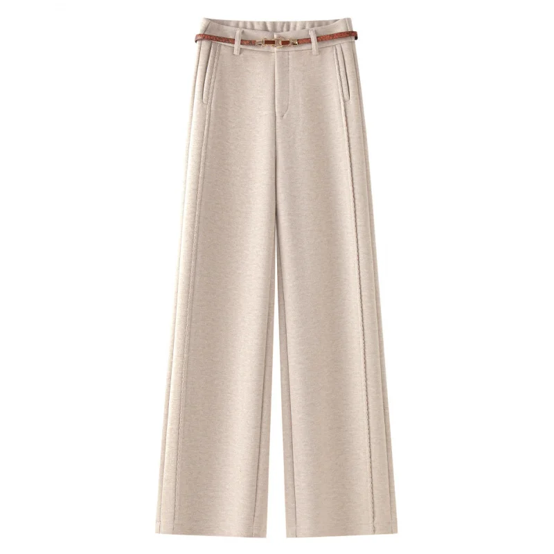 سراويل صوفية للنساء والشتاء، مقاس نحيف أنيق، بدلة ركاب بنطال مستقيم الساق