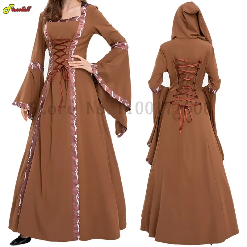 Donne Steampunk abito medievale rinascimentale gotico Costume Cosplay con cappuccio abito lungo donna Retro Fancy Clothes Halloween 5XL