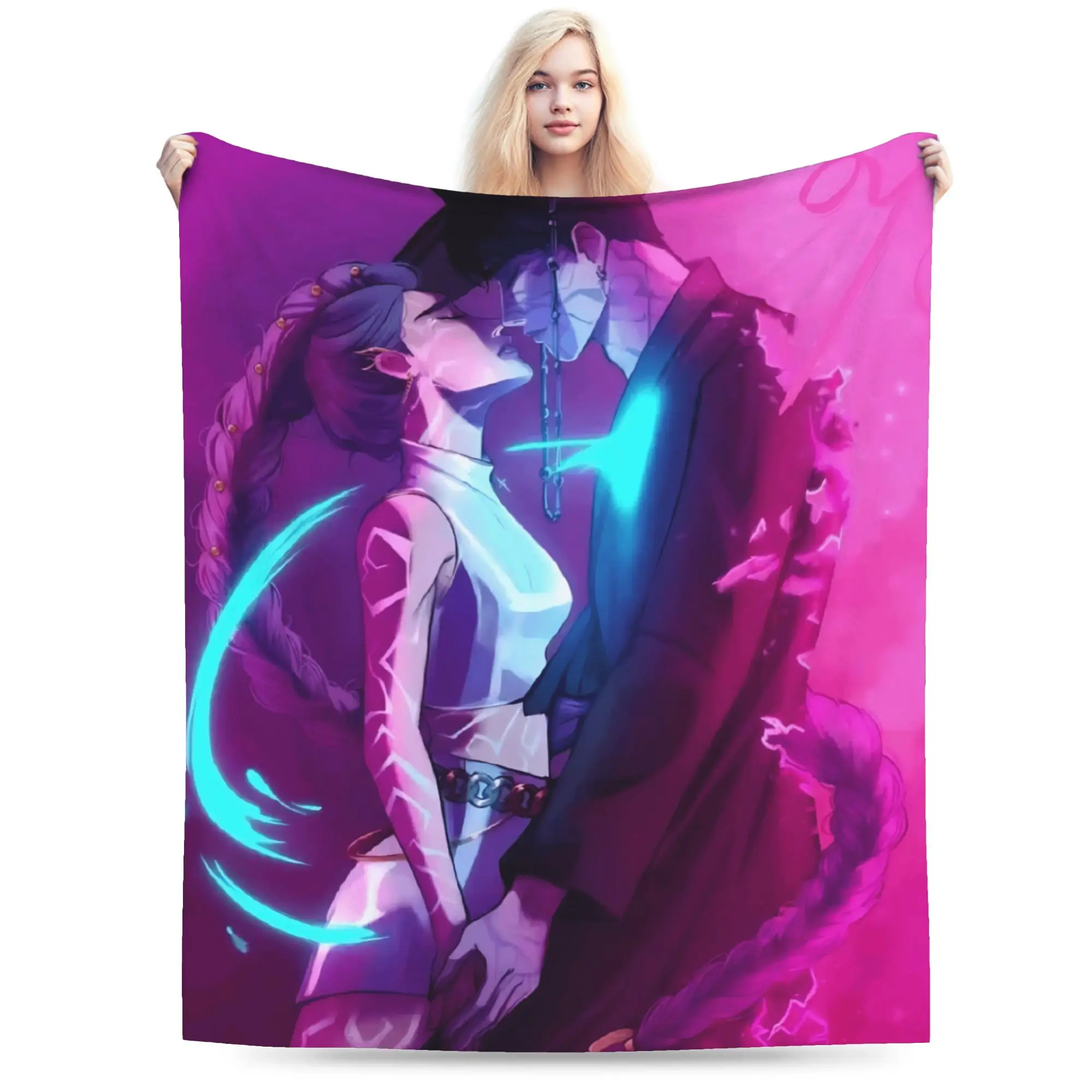 

KPop Demon Hunter Blanket Warm Soft Funny Plush Throw Blanket For Child Outdoor Flannel Bedspread Bed Cover