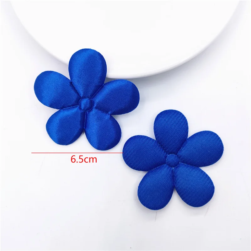 20Pcs 6.5CM Satin Fabric Flower Applique For DIY Baby Hair Clip Hat Headwear Crafts Patches Decor Ornament Clothing Accessories