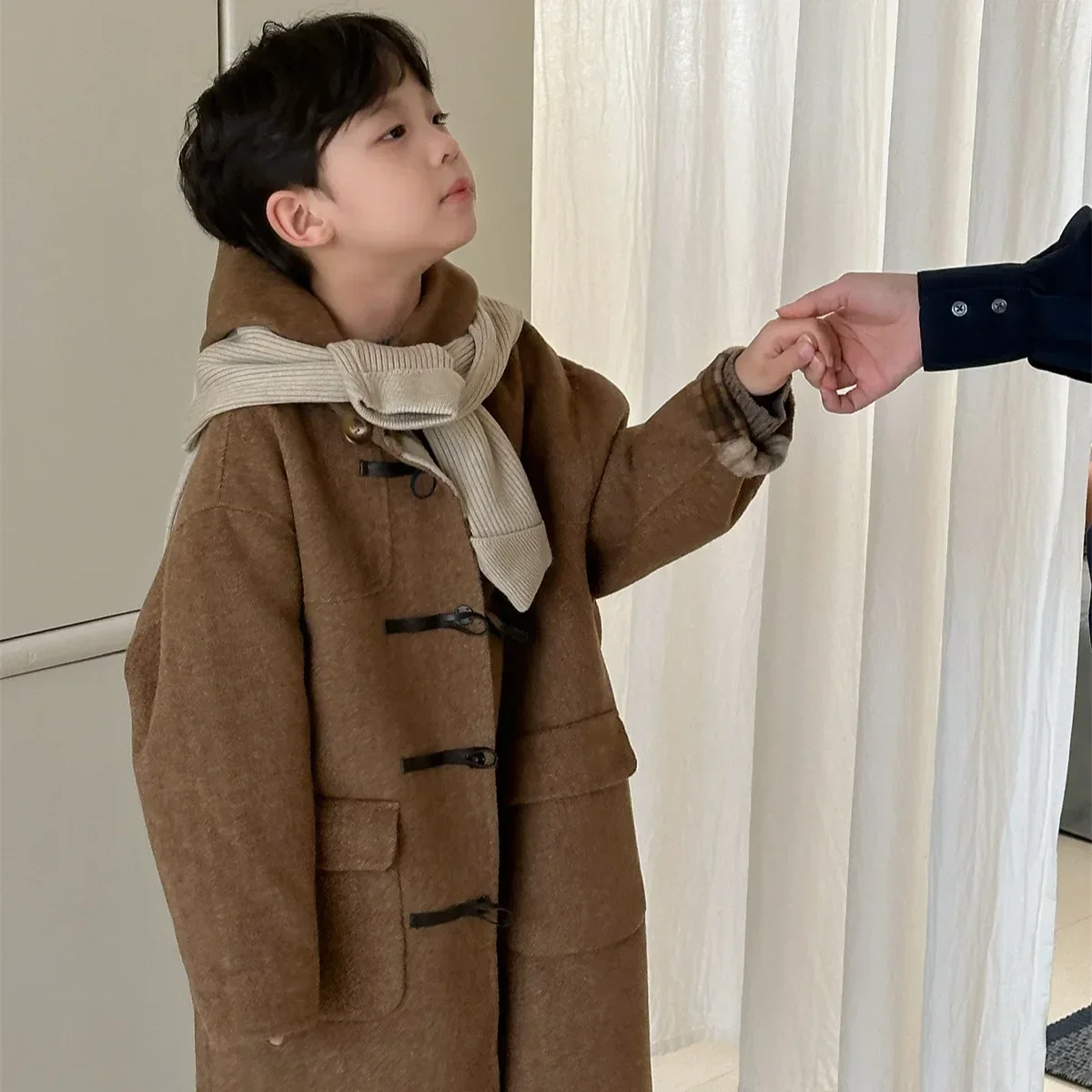 

Children Clothes Boys Girls Double-sided Cashmere Coat 2024 Winter Parent-child Wool Coat Stand Collar Fashionable Woolen Coat