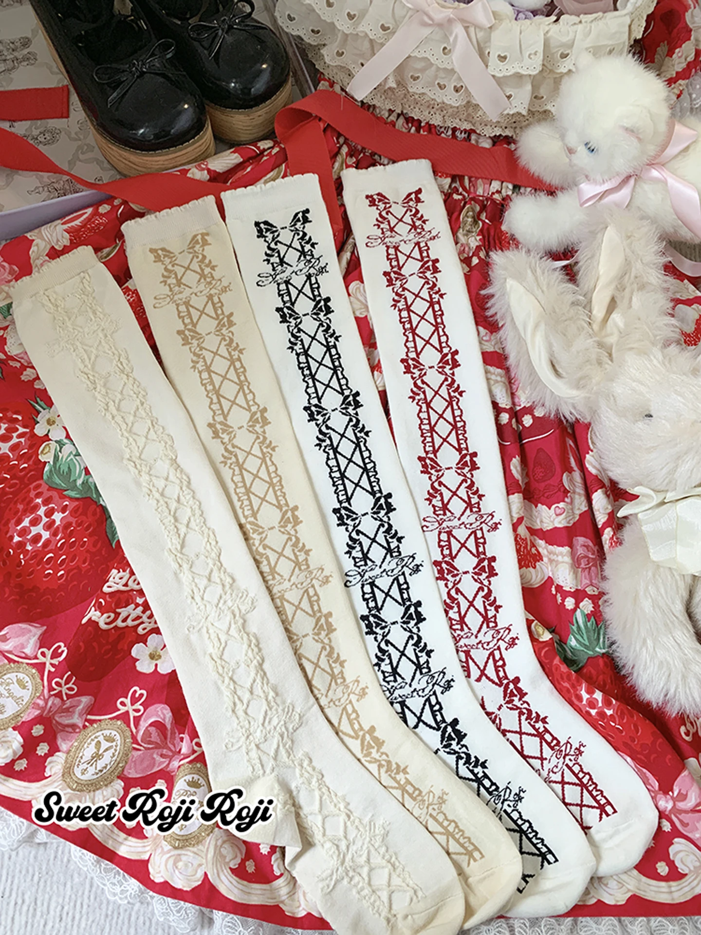 Japanese Ancient Bow Pure Cotton Lolita Socks Women's Autumn Warm Jk Uniform Medium Tube Socks Thick Skinny Leg Socking Women