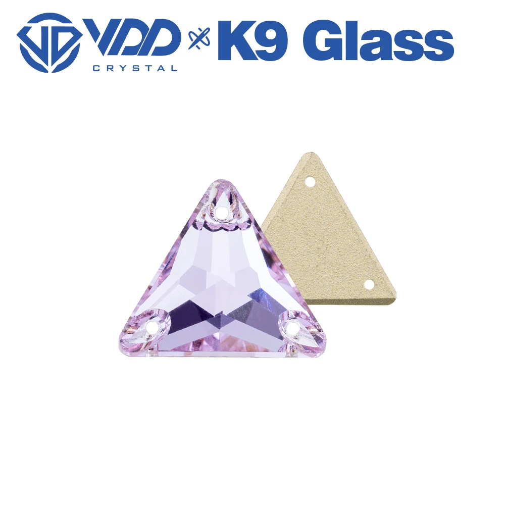 VDD S122 Violett Dreieck AAAAA Top-Qualität K9 Glas Aufnähbare Strasssteine Kristall Flache Rückseite Nähsteine für Kleidungsdekorationen – Detail 4