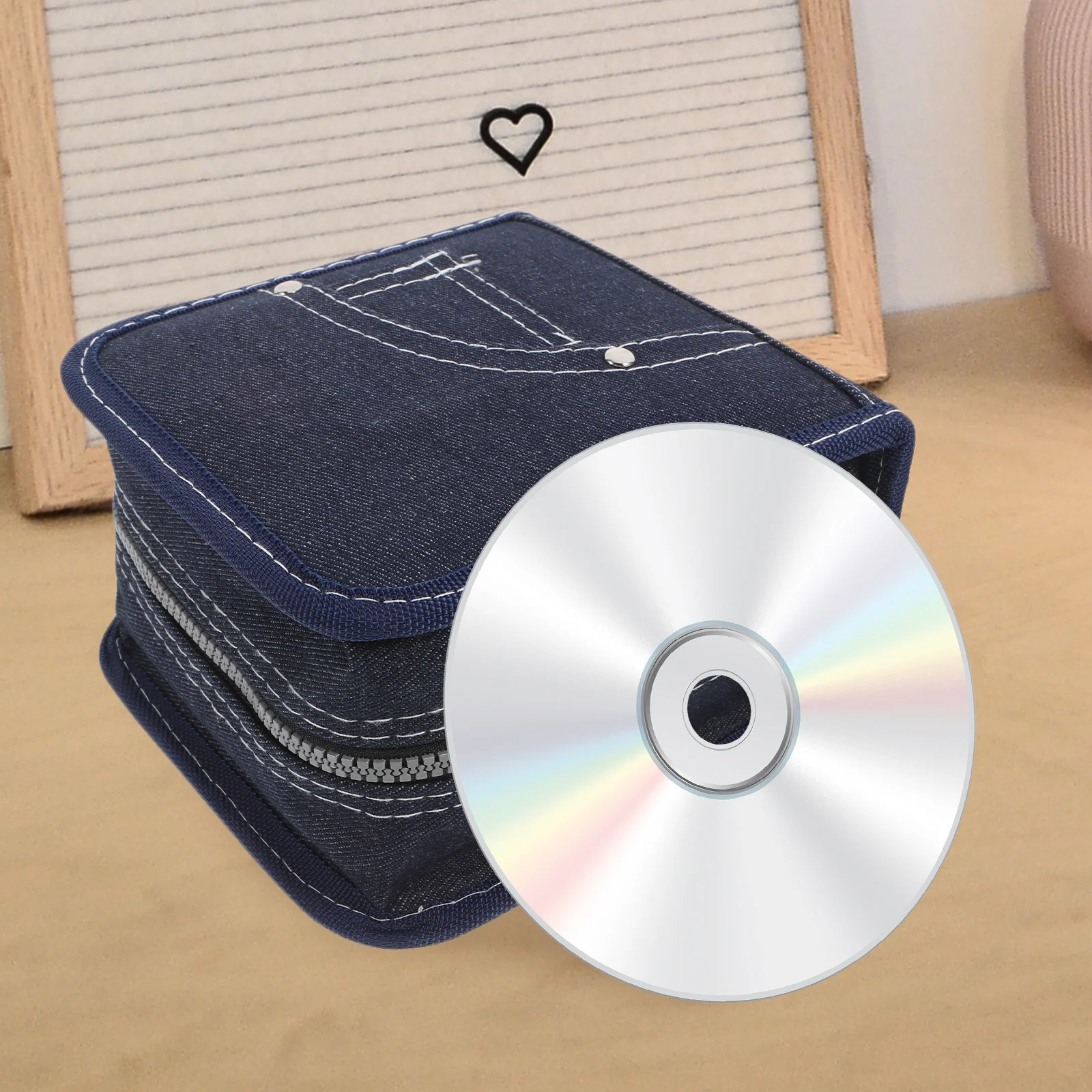 

1pc Cd Case Large Capacity Dvd Storage Holder Portable Disc Organizer Zipper Closure For Car Home Use Cd Storage Box Dvd