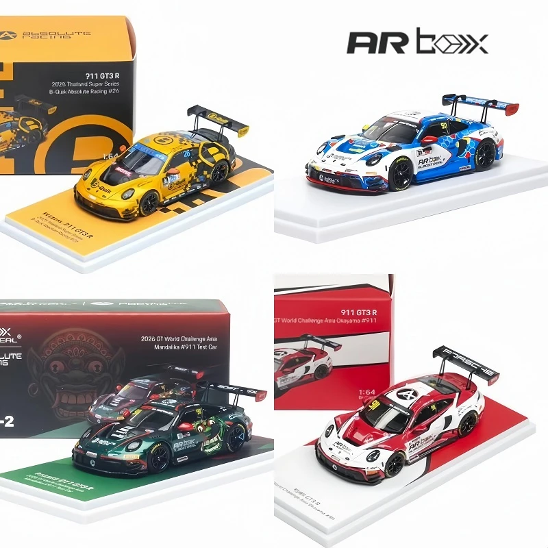 AR Box 1:64 992 GT3 R Asia Mandalika #911 Green B-Quik #26 Sepang #911 World Challenge Asia Okayama Racing Diecast Model Car