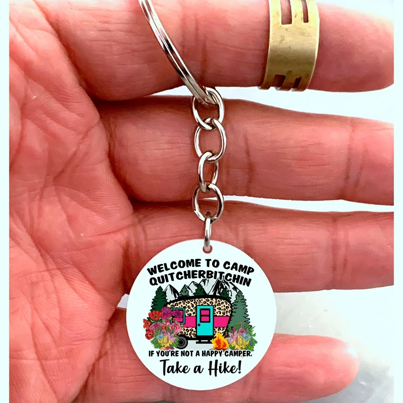 Welcome To Camp theme key ring with stainless steel chain never_give_up_your_daydream key chian