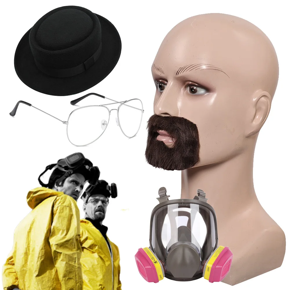 Fantasia Walter White Beard Hat Glasses Movie Breaking Bad Cosplay Disfraz Costume Accessories Male Halloween Carnival Prop Gift