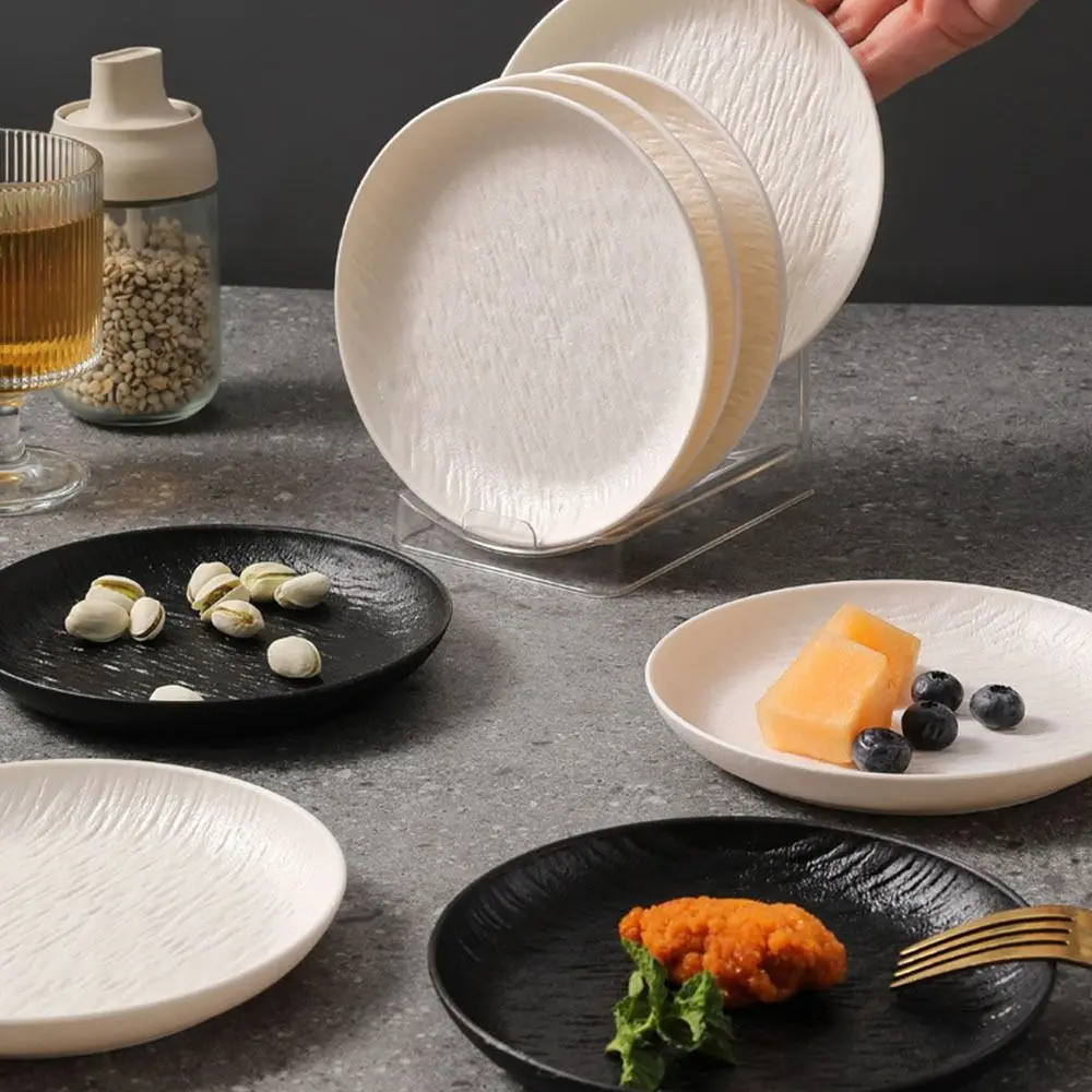 Plato de hueso de grano de piedra INS con Base, plato de comida resistente a roturas, plato de ensalada, plato de postre de caramelo reutilizable para el hogar