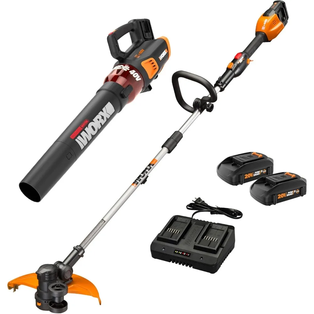 

WORX 40v String +Hedge Trimmer to The Title 40V 13" String Trimmer+Blowers (Batteries & Charger Included)