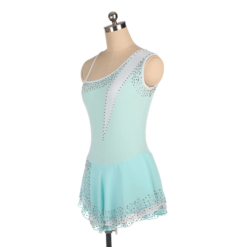 مخصص المرأة حجر الراين غنائي الشكل التزلج أكمام اللباس المنافسة الجوارب