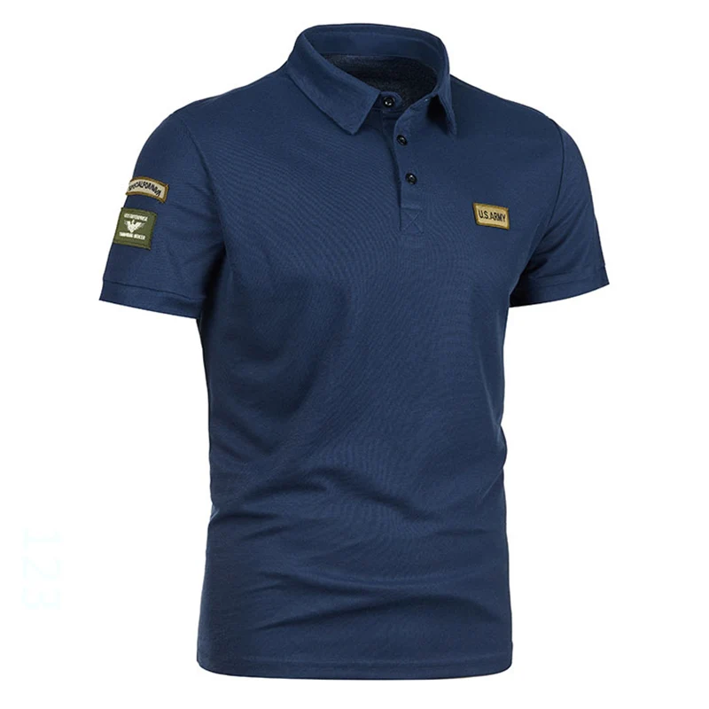 Summer Men's Men's casual fashion short sleeve top New men's outdoor military style Air Force short sleeve lapel T-shirt POLO