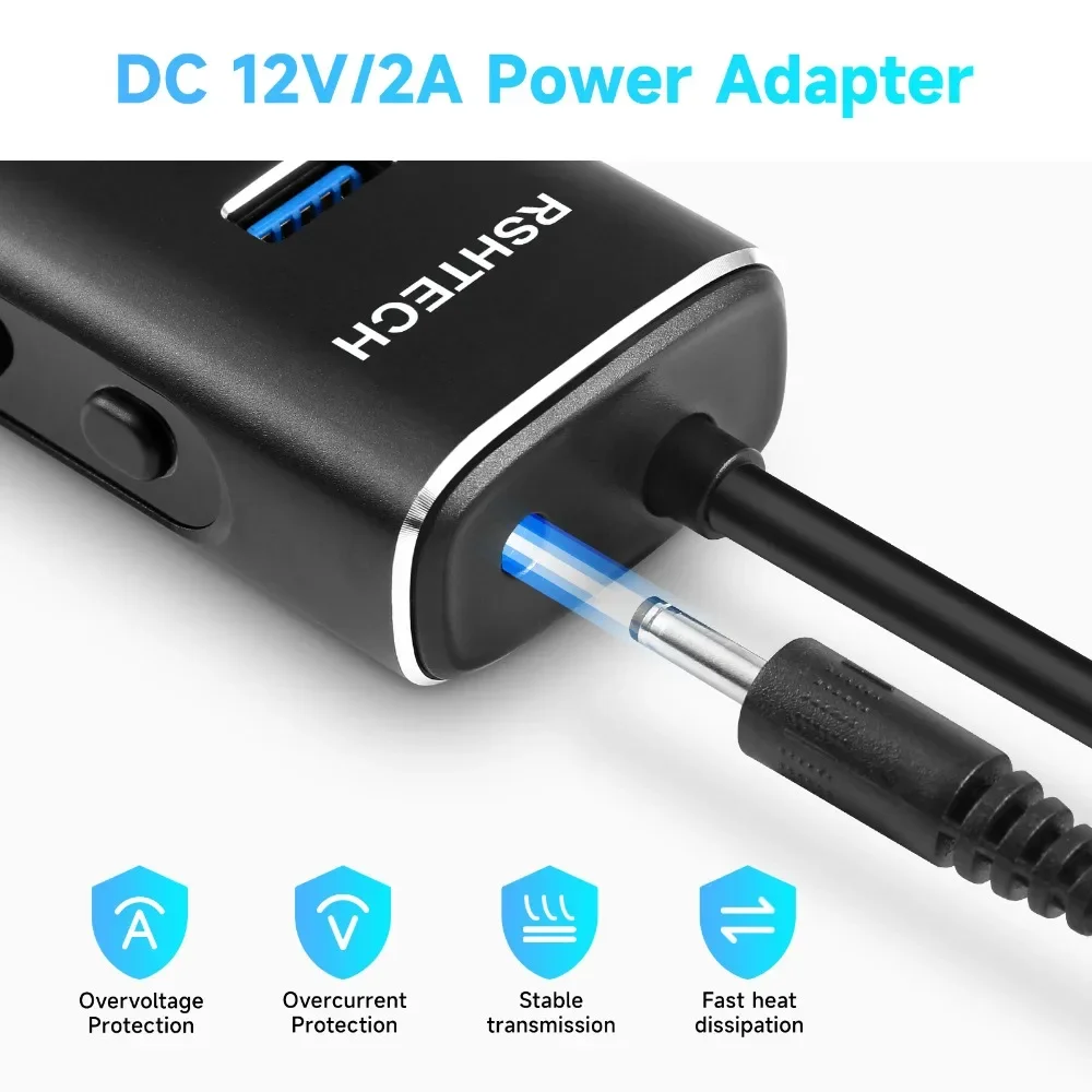 Imagem -06 - Leitor de Cartão Rshtech Usb c para sd Microsd tf Thunderbolt Usb c Hub com Transferência de Dados Expansor de Porta Usb de 10 Gbps para pc Laptop