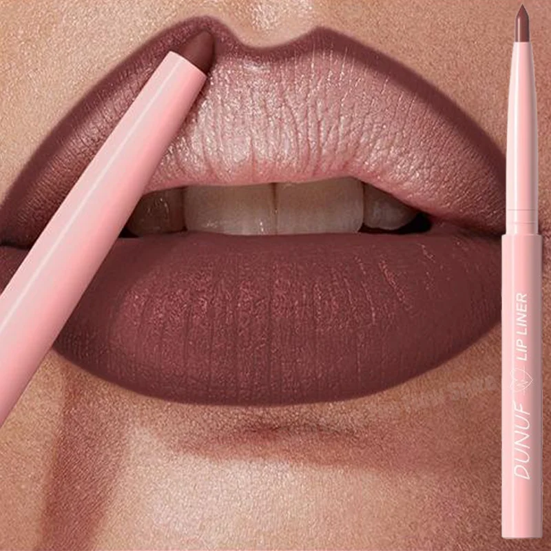 Lip Liner ดินสอ Lasting Moisturize Velvet Matte ครีม Plumping Lip Stain กันน้ํา Natural Nude สีน้ําตาล Slim Lip Liner แต่งหน้า