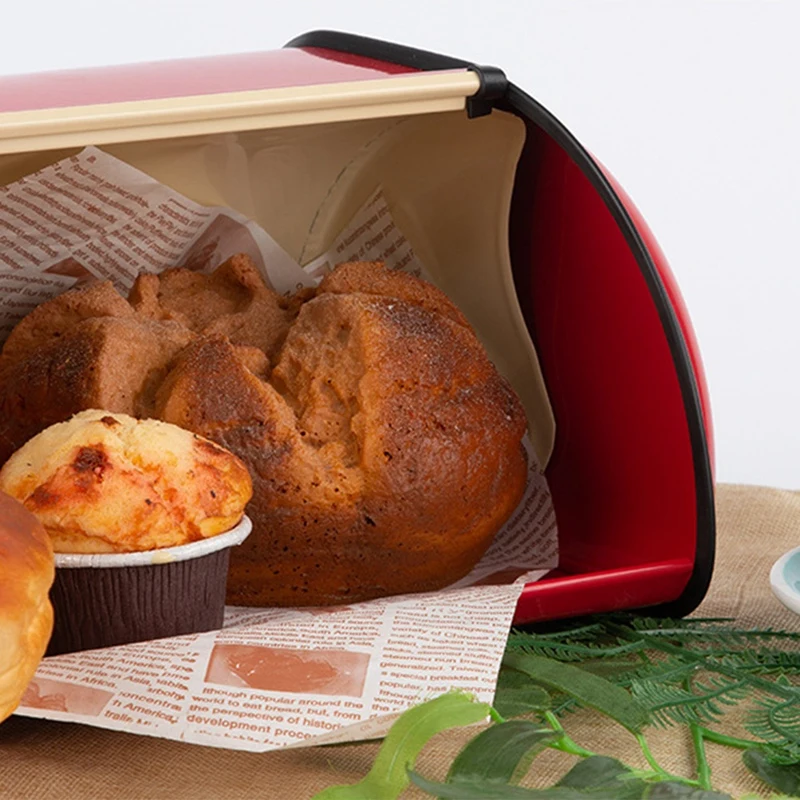 ●Metal Bread Box Roll Top Metal Bread Bin Bread Storage Bread Holder Bread Container Keeper Organizer for Kitchen Counter