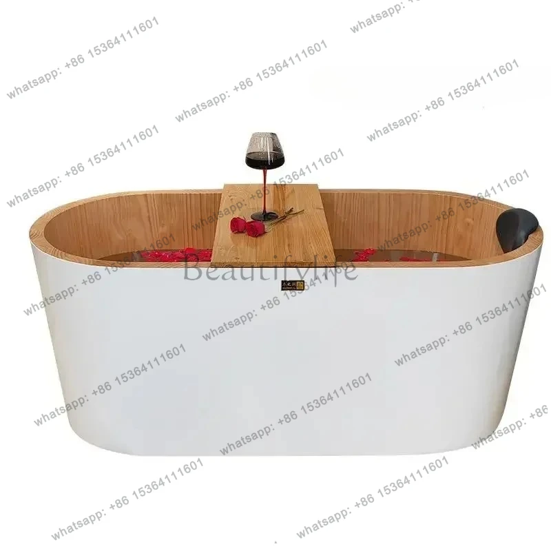 

Independent Japanese-style wooden bathtub bath wooden bucket small apartment family bed and breakfast double adult oval bat