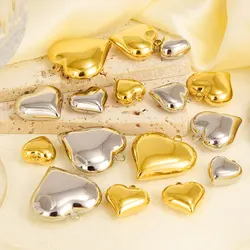 6Pcs/Lot Stainless Steel Trendy Y2K Styles Heart Pendant Making Couple Sweet Love Colgantes Dijes Para Bisutería Jewelry Finding