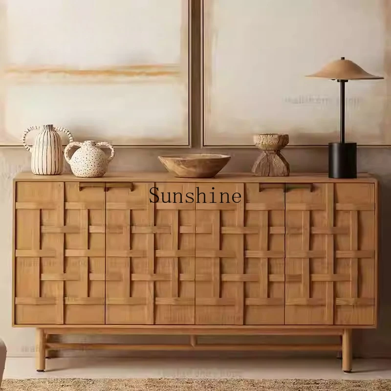 

Nordic simple modern wabi style solid wood dining side porch ancient storage retro style storage chest