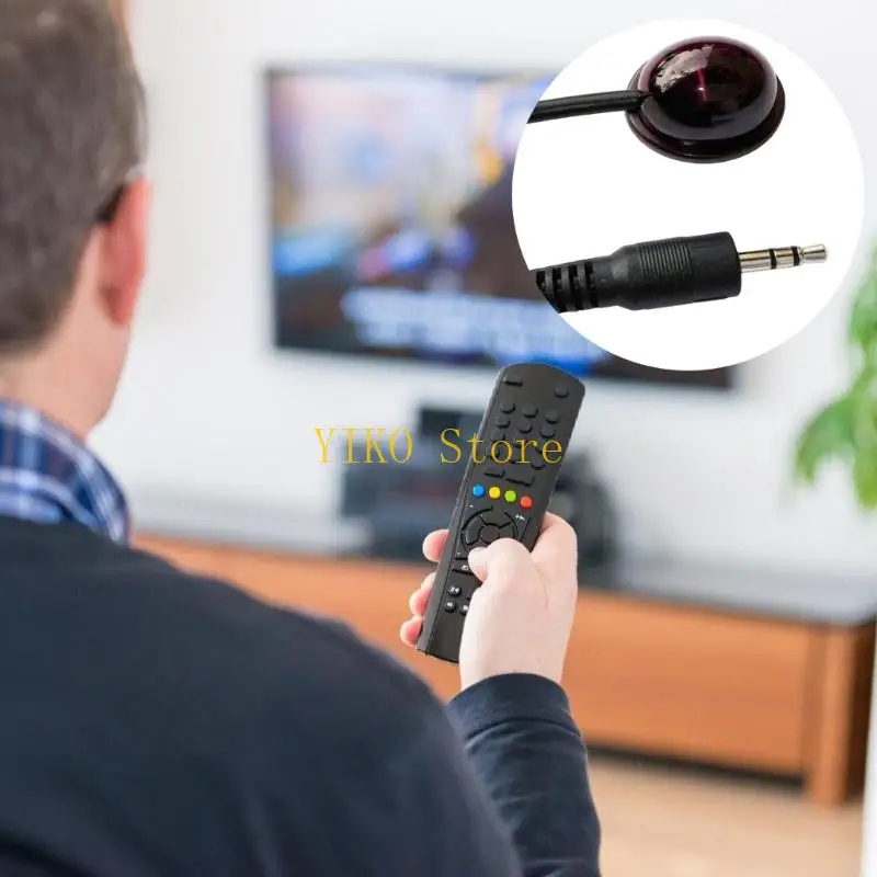 K32C External Receiver Head Cable for Set Top Box, 1.5M Remote Extension Line with 3.5Mm End for TV Cabinet and Shelf Placement