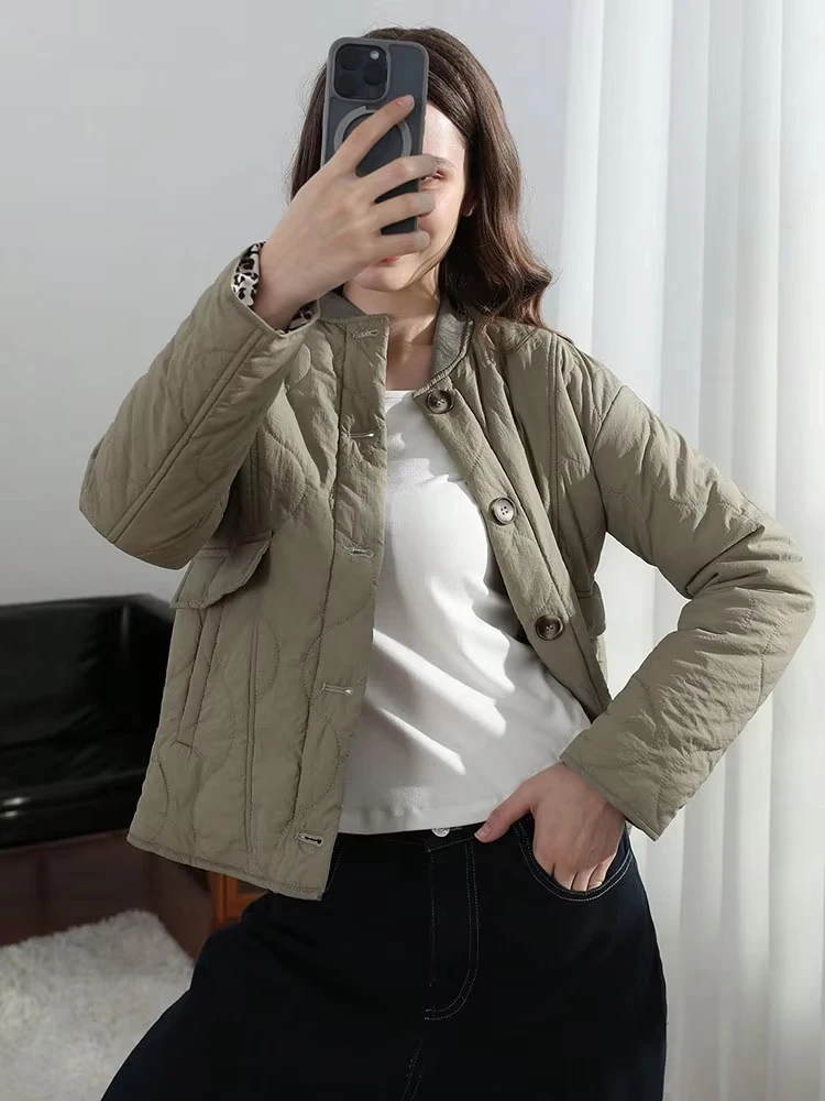 HH Autumn Jacket For Women Elegant Solid Quilted Coat Long Sleeve Single Breasted Outerwear Casual Maternity Outfit Tops