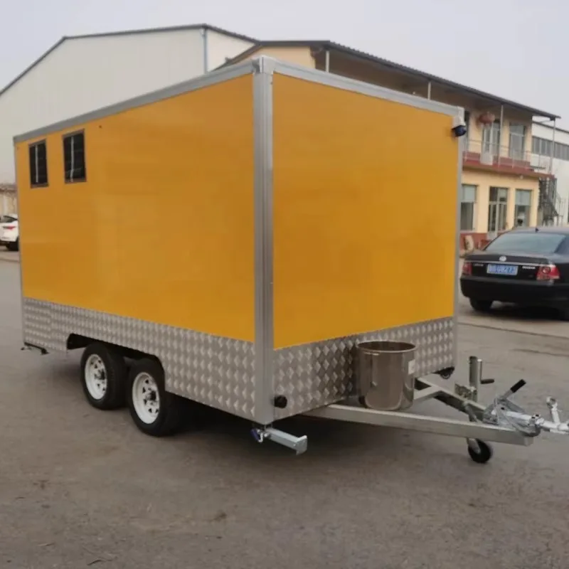 Quiosque de comida móvel profissional, caminhão de comida rápida, caravana, recipiente de transporte, reboque com configuração completa de cozinha para negócios