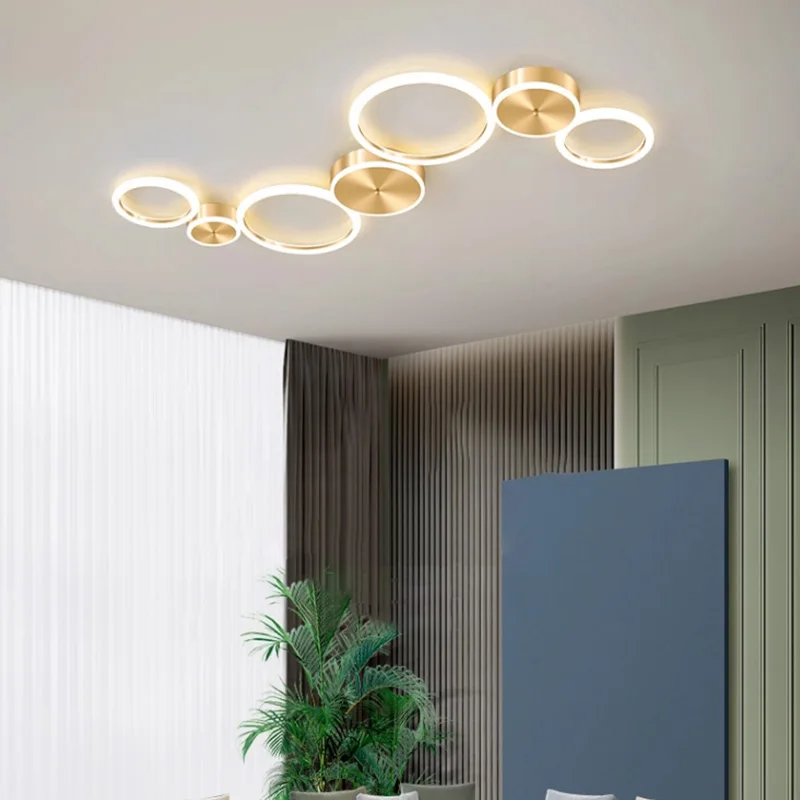 Modern gold rounded ceiling lamp led lustre lamp for living room bedroom kitchen dining room home decor Interior light fixture