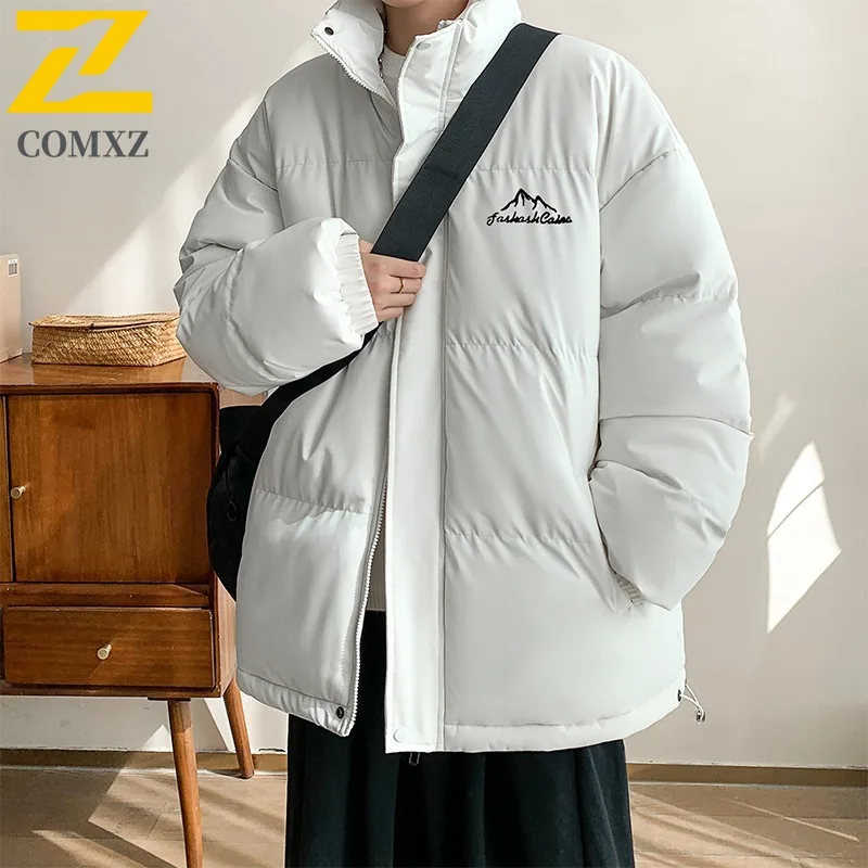 

COMXZ 2024, осенне-зимнее хлопковое водонепроницаемое пуховое хлопковое пальто в гонконгском стиле с капюшоном, свободное повседневное универсальное пуховое пальто
