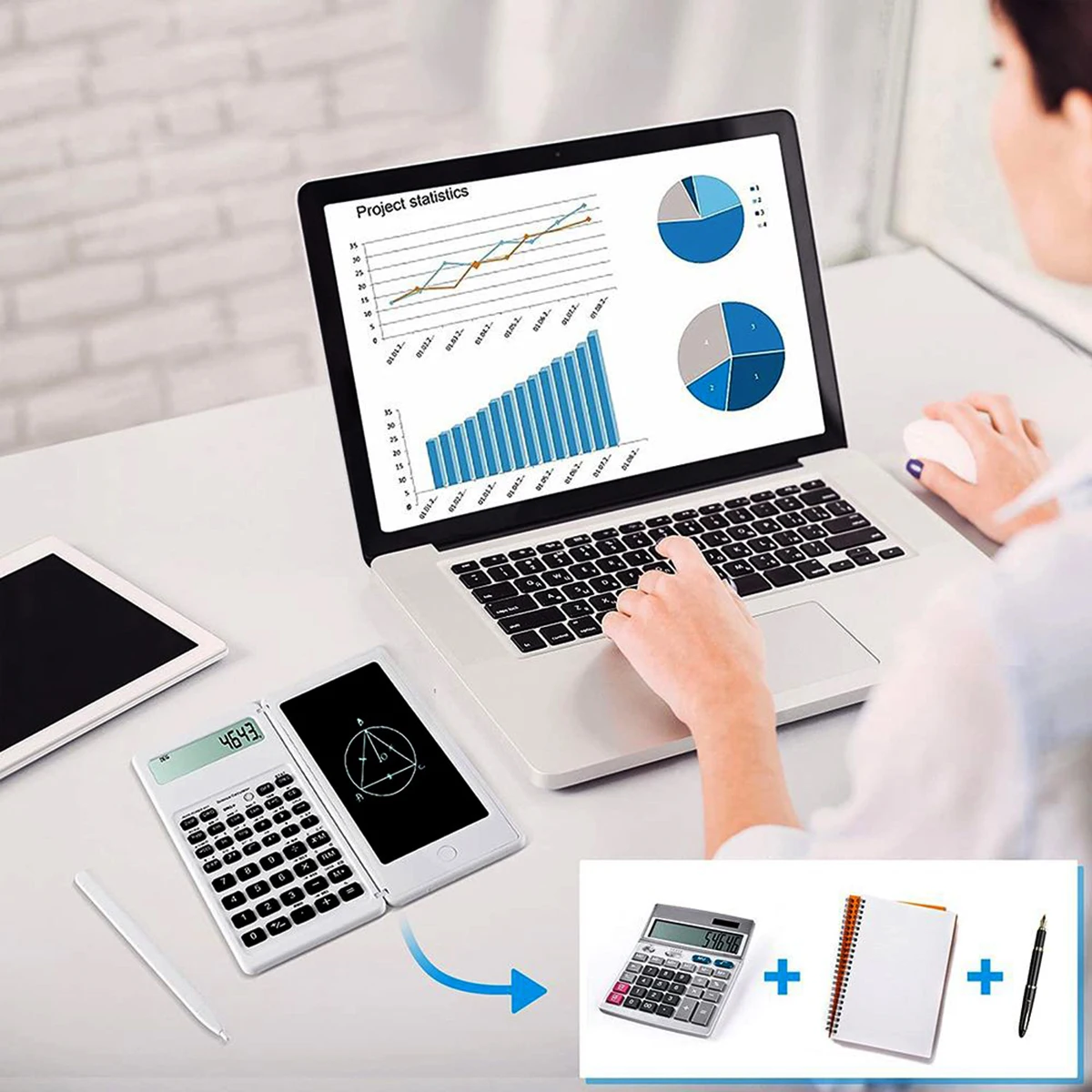 6 Inch LCD Writing Tablet Digital Drawing Pad Foldable Calculator 10 Digits Display with Stylus Pen Erase Button Lock Function