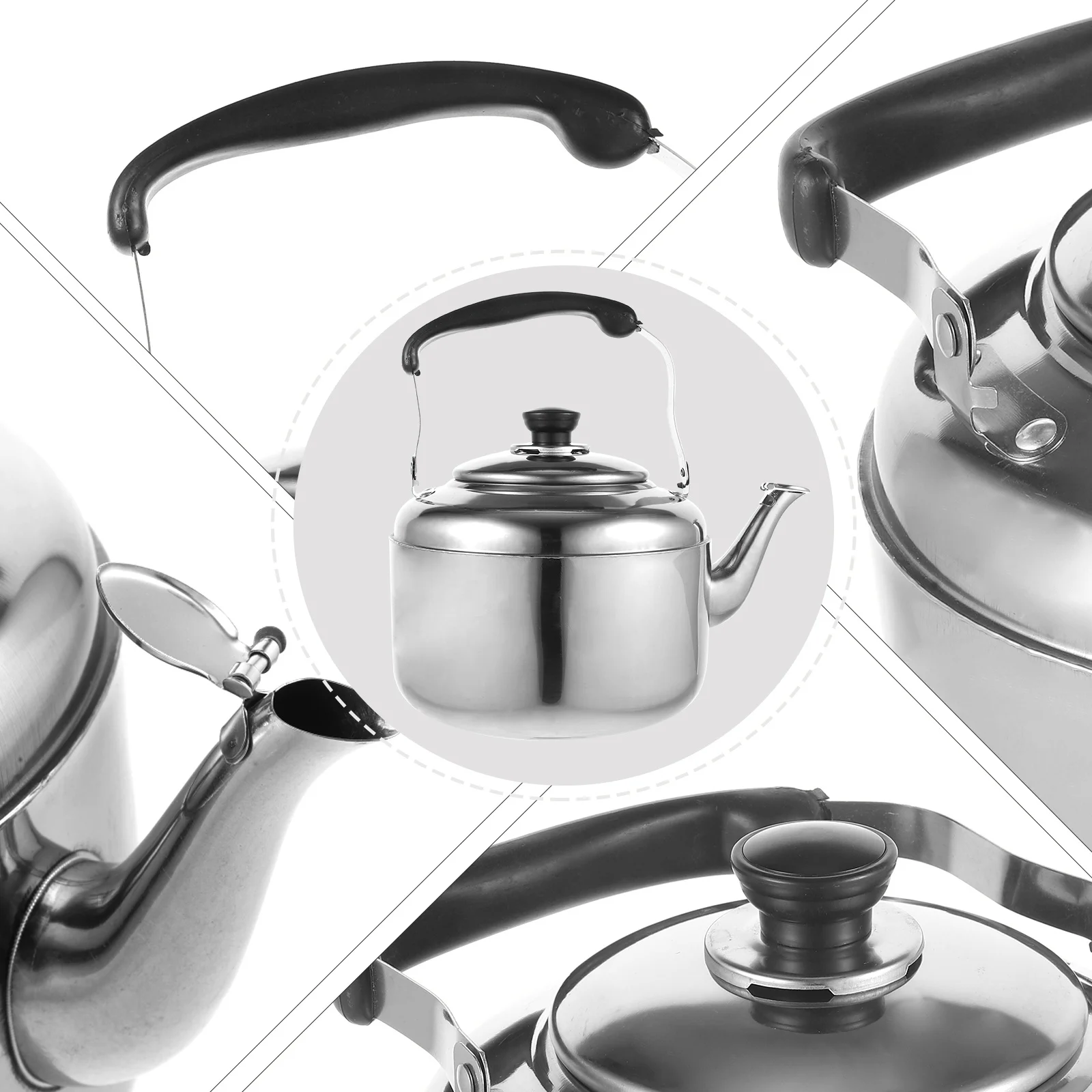 

Large Capacity Stainless Steel Heating Whistle Kettle Suitable for Gas Stove Kitchen Tea Coffee Home Use Sounding Pot
