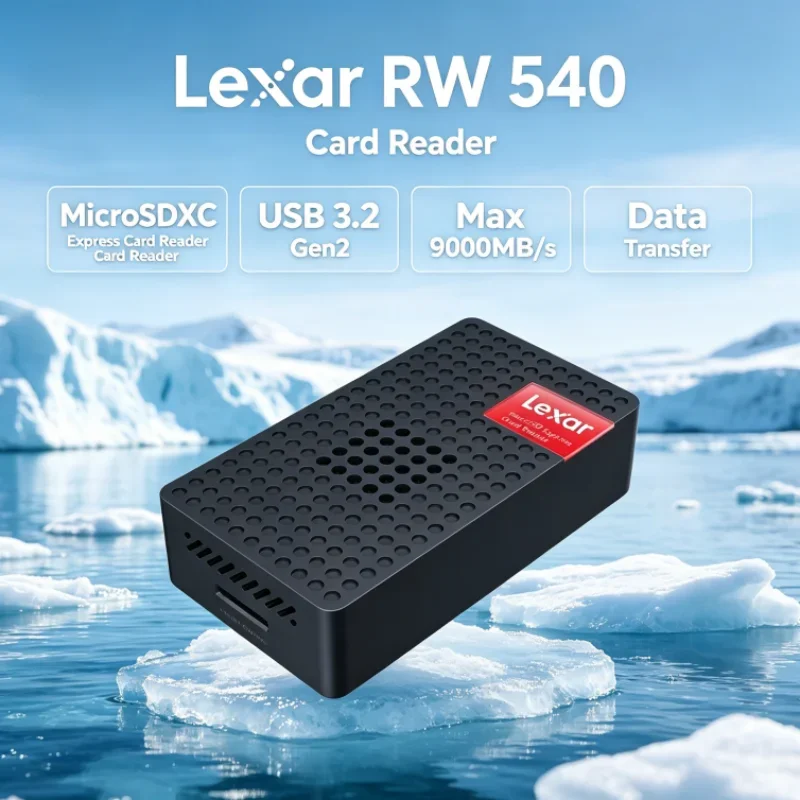Lexar RW540 MicroSDXC Express Card Reader PLAY PRO MicroSD Card Reader Max 900MB/s Built-in Fan for Photo Transfer