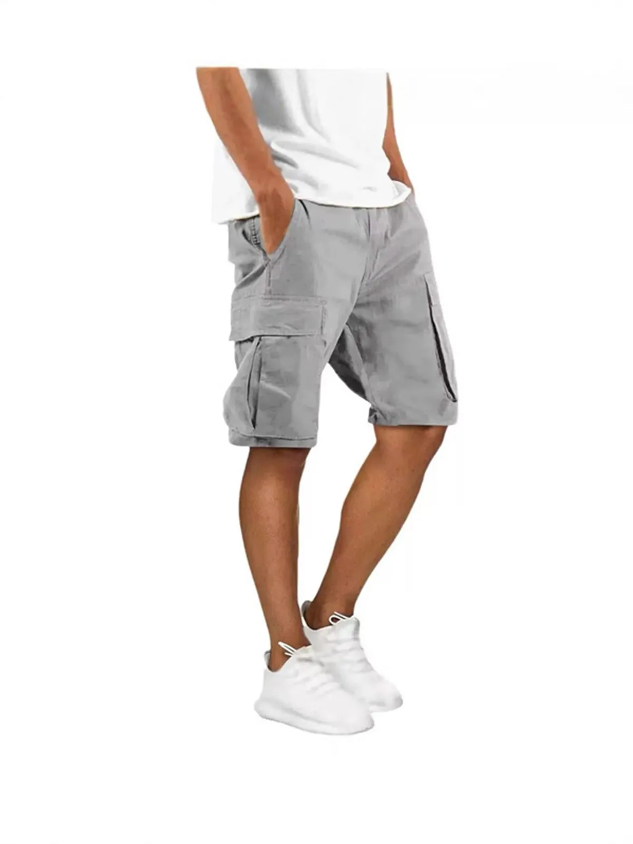 

Летние пляжные штаны, прямые однотонные мужские брюки-кюлоты, новые летние шорты с эластичным поясом и завязками для мужчин.