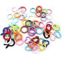 10pcs Random Colors Mix Heart Round Rabbit Shape Keychain Key Rings Clasp Loop for DIY Keychains Making Accessories