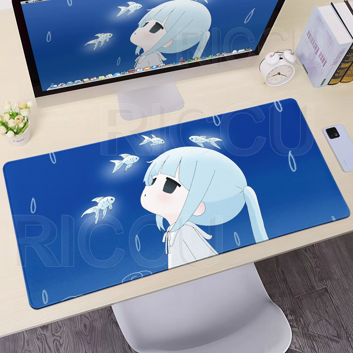 Office Cute Anime Girls Blue Mouse Pad Laptop Desks Decort Pads Keyboard Lock-Edge Mousepad Desk Accessories PC Cabinet Playpad