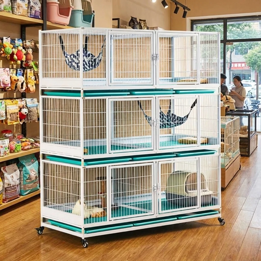#Foldable Cat Crates  Space Saving Four Seasons Portable Cat Villa for Indoor Use Easy Assemble Breeding Enclosure