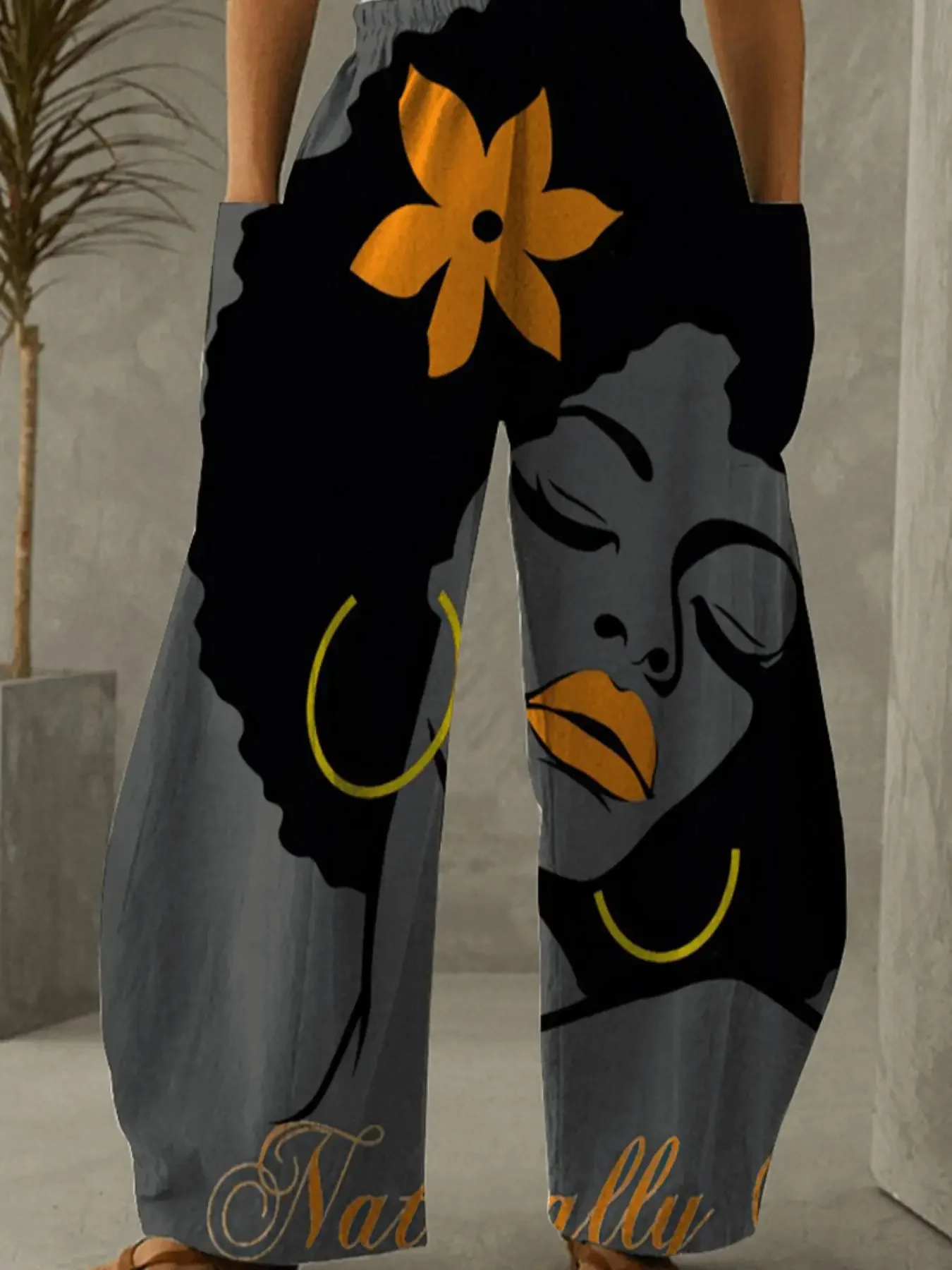 

Женские модные плиссированные широкие брюки размера плюс 1XL-5XL с цветочным принтом, женские повседневные свободные длинные брюки с высокой талией и карманами