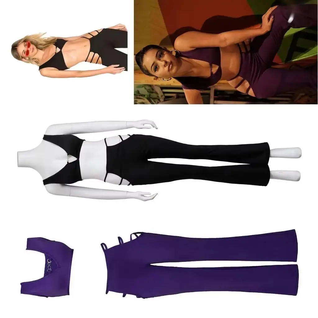 Euphoria Maddy Perez Cosplay Kostüm Sexy Damen Crop Top Hohles Tanktop Bootcut-Hose Halloween Karneval Party Club Tanzanzug