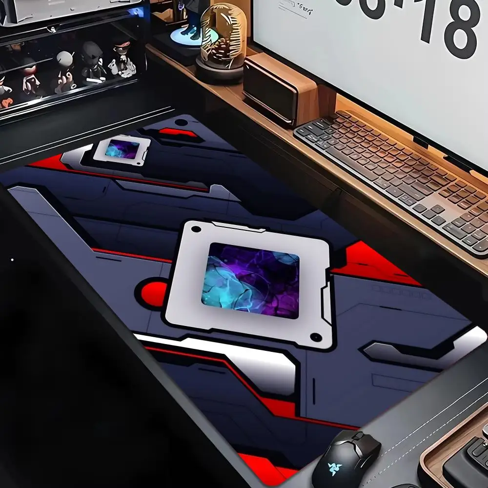 Large Gaming Mouse Pad Xxl Futuristic Cyber Tech Circuit Deskmat Non-Slip Rubber Game Mouse Mat Keyboard Mats Mausepad Gamer