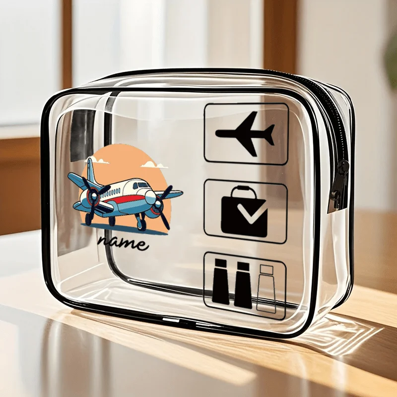 Airplane Themed Exquisite Transparent Pvc Toiletry Bag Portable Makeup Organizer Beach Easy to Clean Travel Essential Gift Bags
