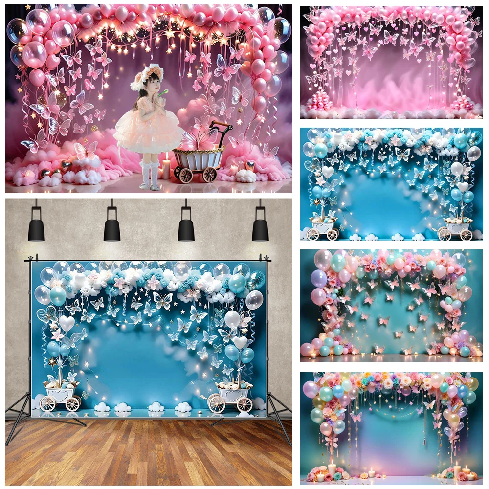 

MOON.QG Arch Birthday Backdrops Garden Flower Princess Girl Dress Butterfly Decoration Backgrounds Photography Photo Zone Custom