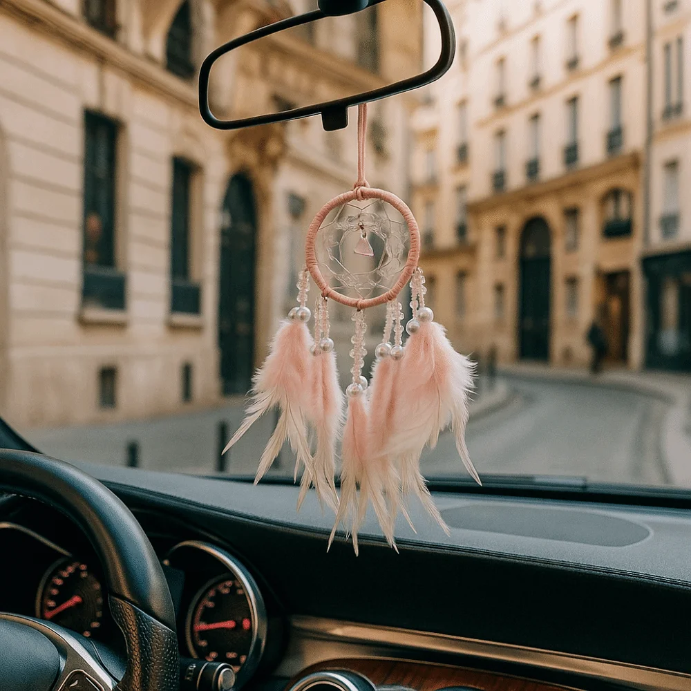 Handmade Dream Catcher Car Pendant Delicate Tassel Hand Knitting Wind Chimes Decoration with Feather Exquisite Interior