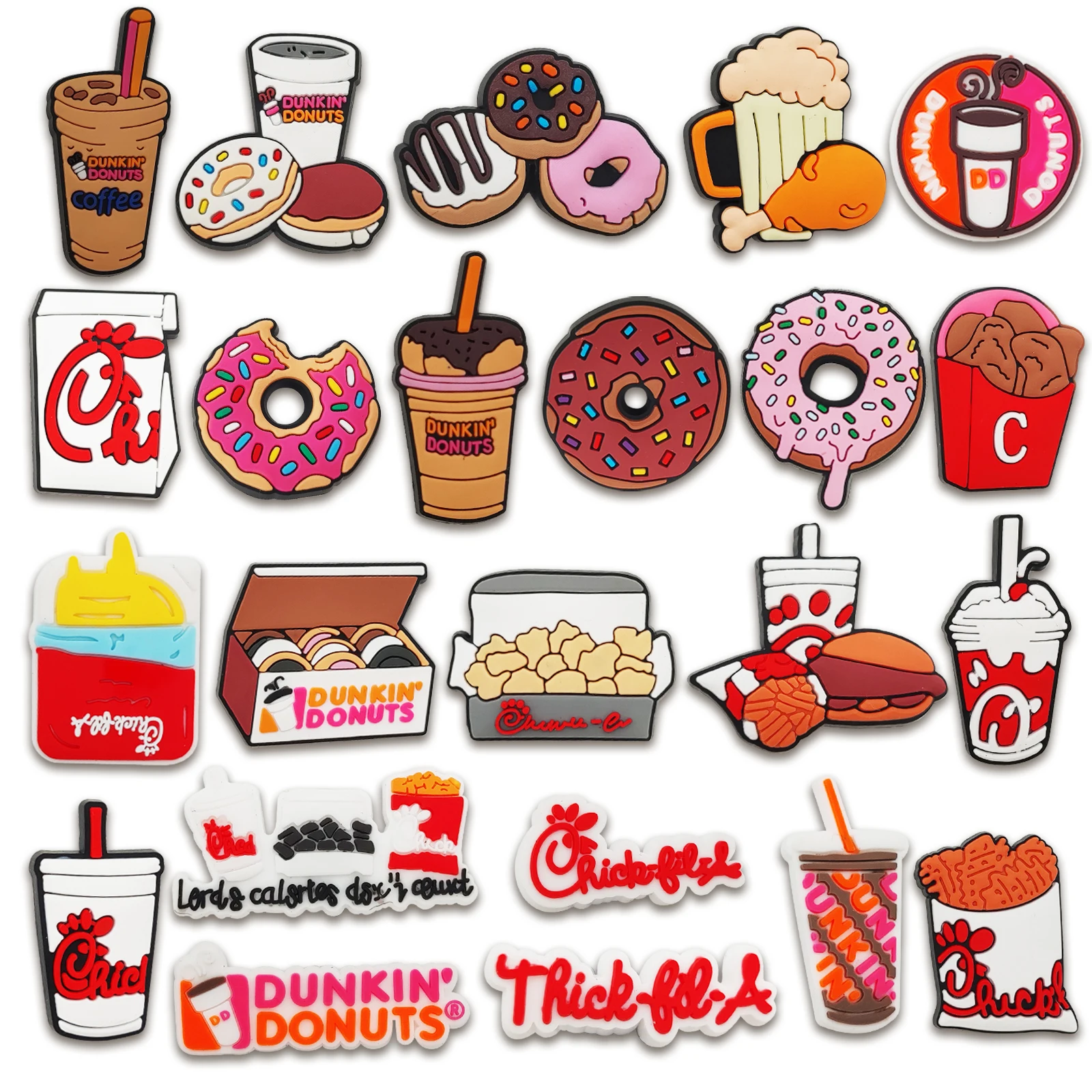 Shoe Charms For Shoe Decoration 23pcs Cute Food Cartoon Donuts Milk Tea Charms Premium Quality Popular Charms Accessories