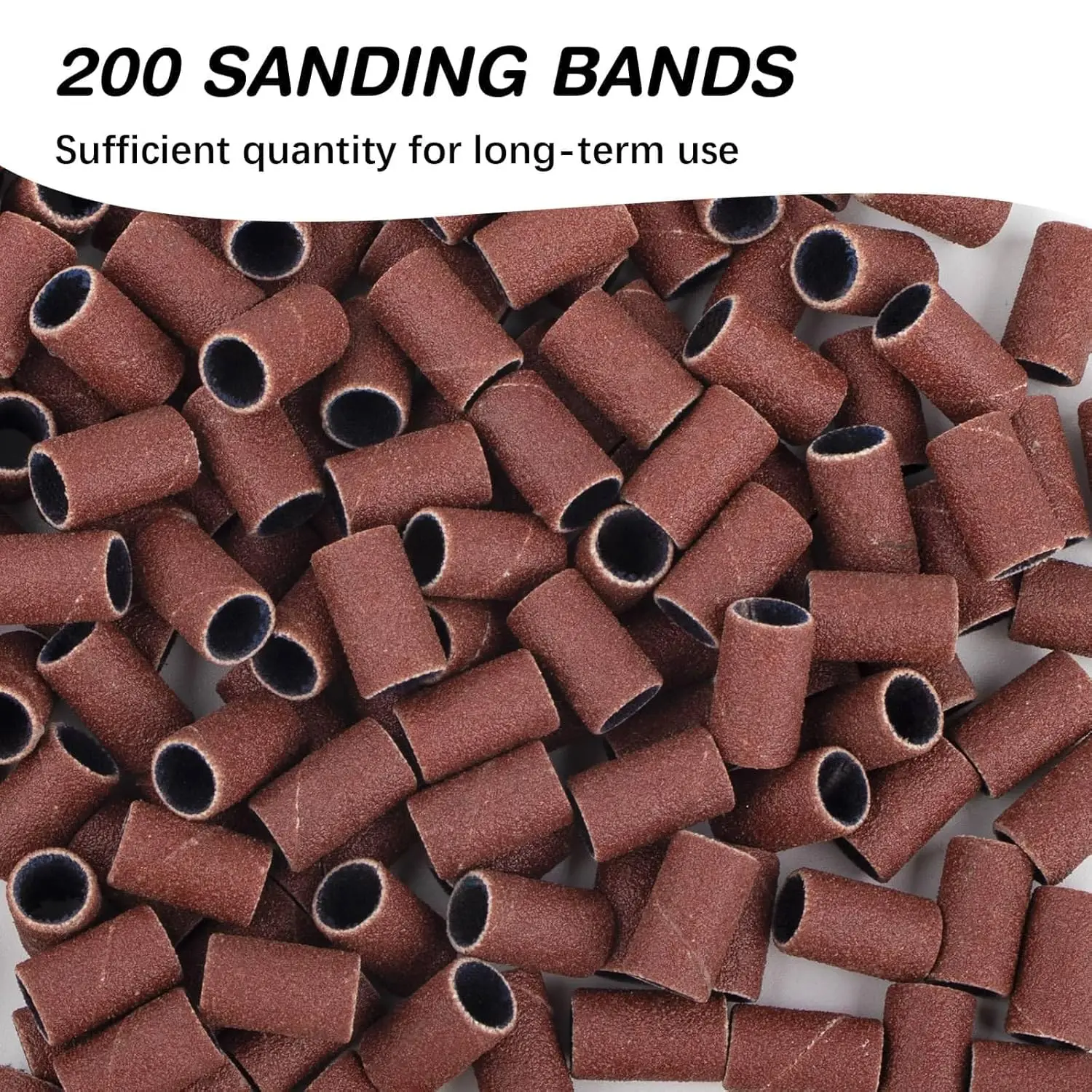 200 stks bruin nail art Schuurband 80 120 180 Grits bands met 2 Stuks Nail Boor houder voor manicure Pedicure accessoires